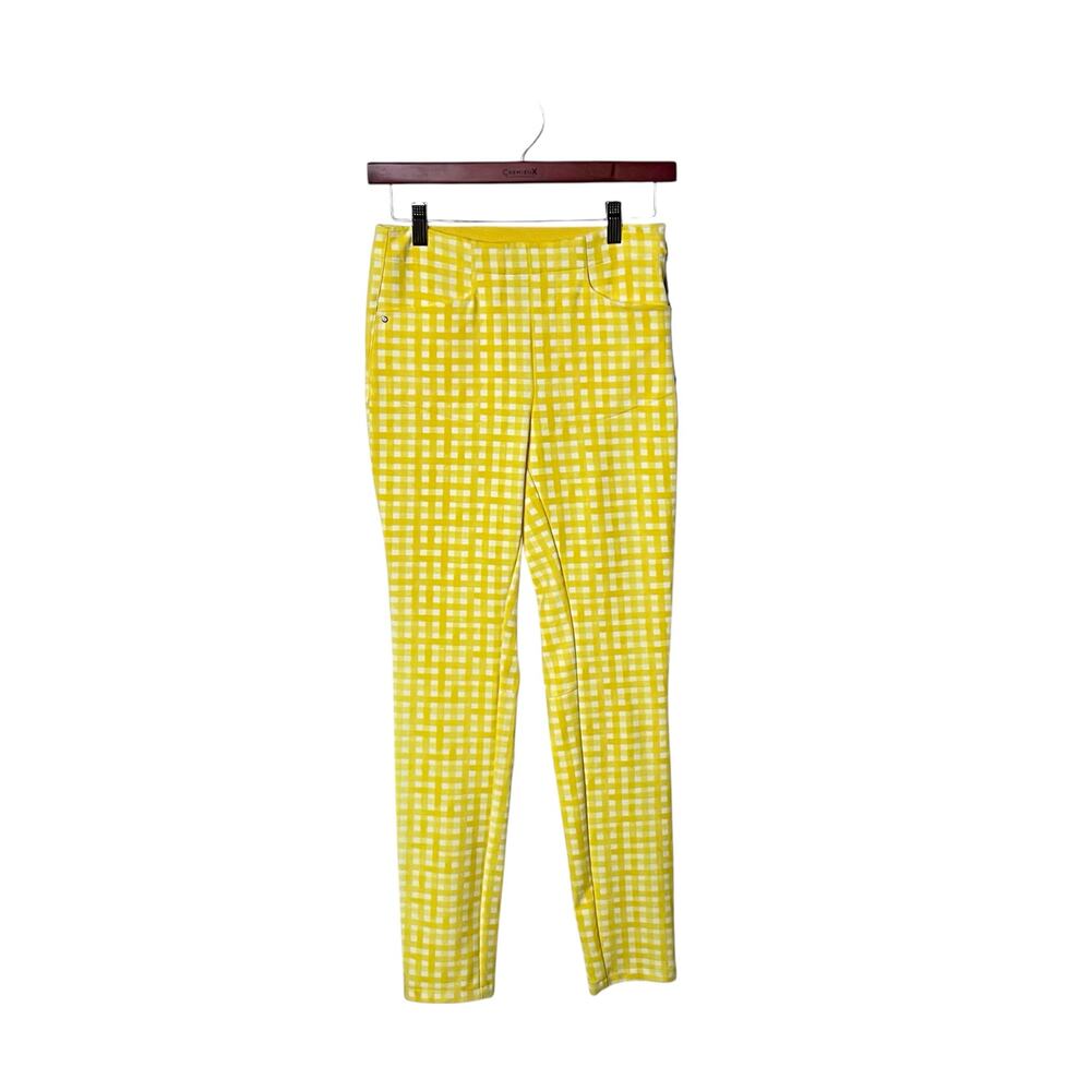 RLX Ralph Lauren Gingham Eagle Slim Golf Pants Yellow White Size 0 Colorful